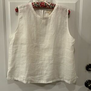 Eileen fisher seeveless linen top sz large white